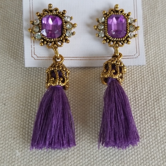 PURPLE TASSEL EARRINGS - Picture 1 of 1